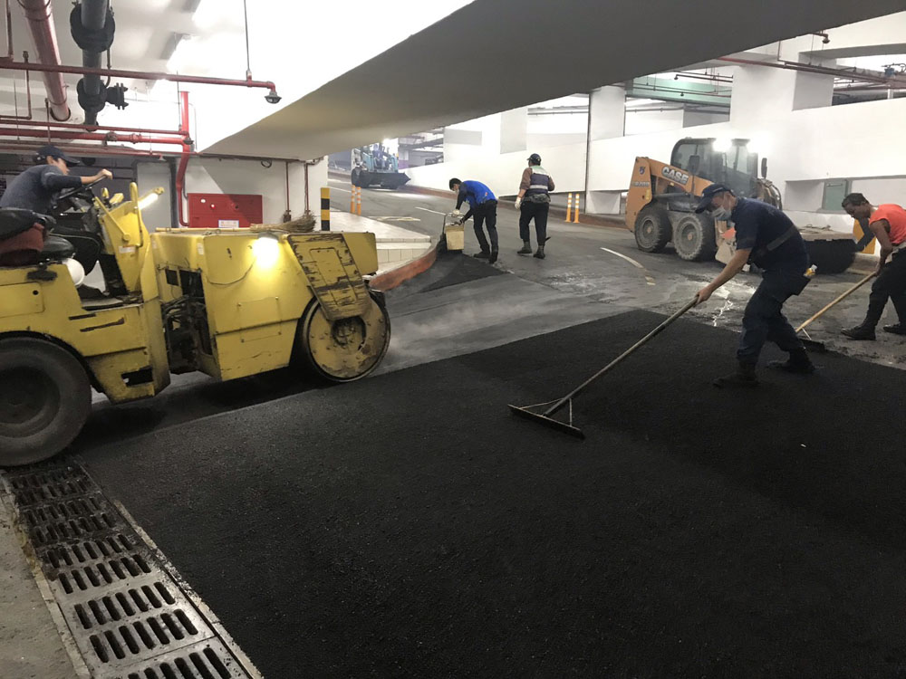 台北市政府地下室停車場柏油鋪設
